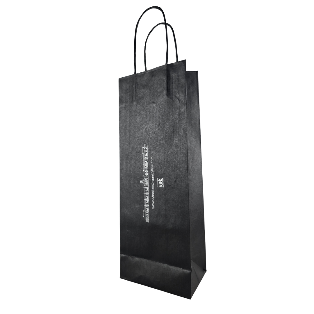 Absolute Organic Wine Black paper wine gift bag with handles