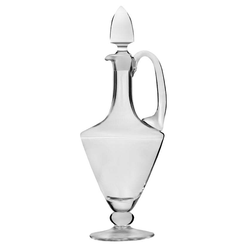 Lyre angular clear glass claret jug decanter with handle and ground-in glass stopper, holds a 75cl bottle of wine