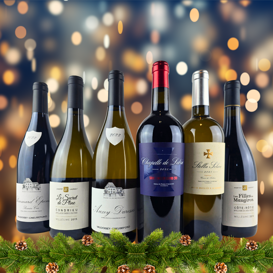 Deluxe Festive 6 French Red & White Bottle Case with Free Delivery