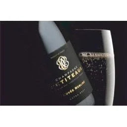 Champagne Petiteaux Extra Brut, with Two Classic Flutes. Champagne glasses - Absolute Organic Wine