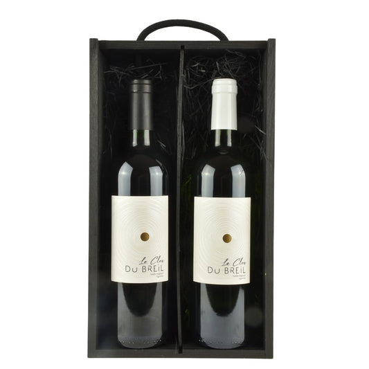 Le Clos du Breil 2021 Red & White Bergerac in a double Black Wooden Gift Box - www.absoluteorganicwine.com