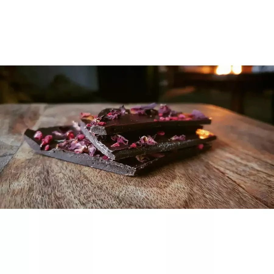 Nearynógs, Raspberry and Rose Petal Chocolate Slates - www.absoluteorganicwine.com